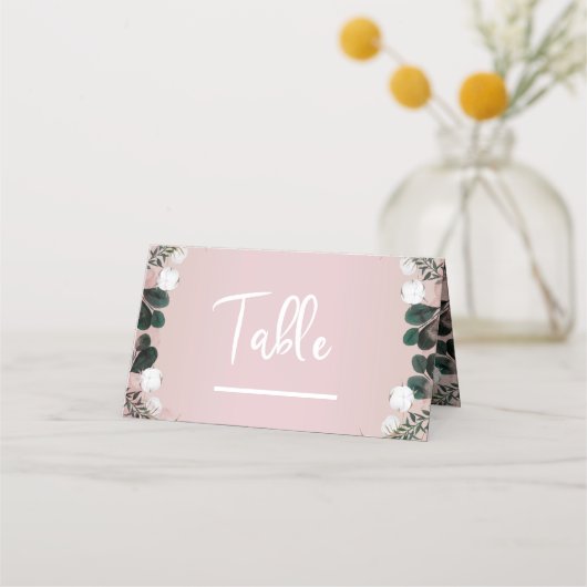 Carte De Placement Mariage rustique floral en coton taupe blush (Devant)
