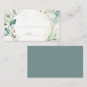 Carte De Placement Mariage rustique géométrique doré avec verdure d'e (Devant / Derrière)