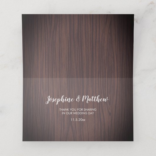 Carte De Placement Mariage rustique Protea Eucalyptus Foliage Bois (Intérieur déplié)