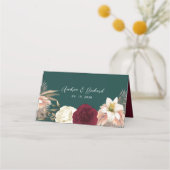 Carte De Placement Mariage rustique vert émeraude (Dos)