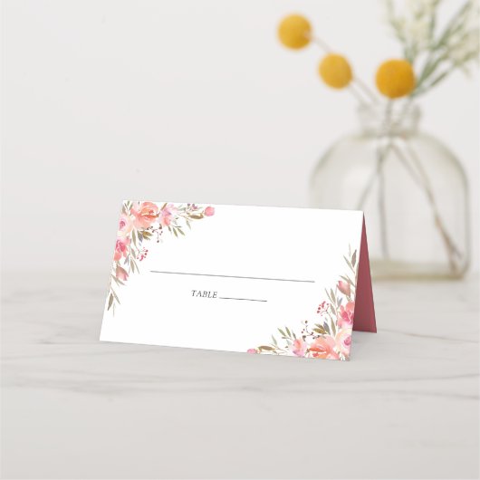 Carte De Placement Mariage saumon rose floral (Devant)
