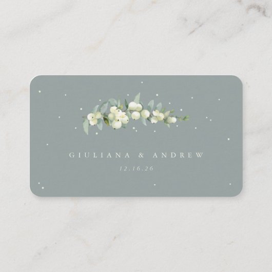 Carte De Placement Mariage Seafoam Green/Crème Snowberry+Eucalyptus (Dos)