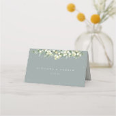 Carte De Placement Mariage Seafoam Green/Crème Snowberry+Eucalyptus (Dos)