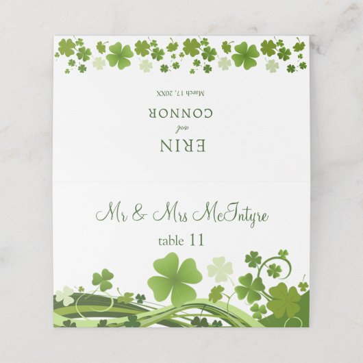 Carte De Placement Mariage Shamrock irlandais (Extérieur déplié)