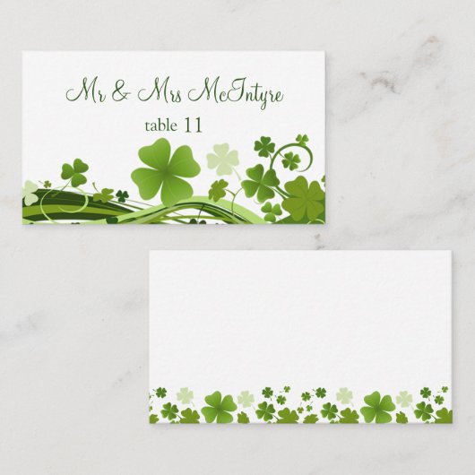 Carte De Placement Mariage Shamrock irlandais (Devant / Derrière)