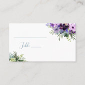 Carte De Placement Mariage simple à fleurs violet et vert (Devant)