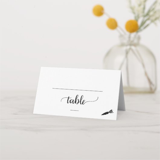 Carte De Placement Mariage simple Black Vegetarian Repas (Devant)