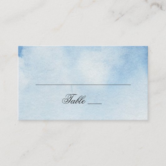Carte De Placement Mariage simple bleu aquarelle. Marine hiver modern (Devant)