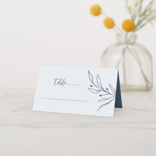 Carte De Placement Mariage simple bleu pâle à fleurs (Devant)