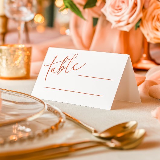 Carte De Placement Mariage simple calligraphie Orange Sunset Vérone