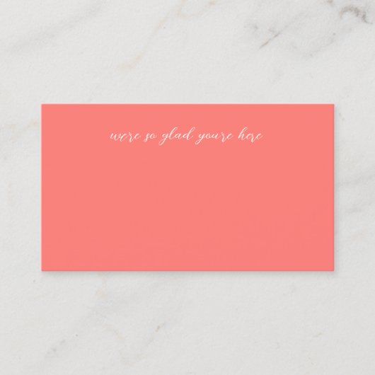 Carte De Placement Mariage Simple Corail Vibrant Moderne (Devant)