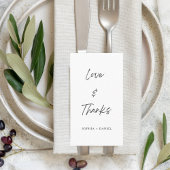 Carte De Placement Mariage simple d'amour et de remerciement de scrip