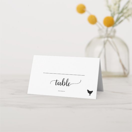 Carte De Placement Mariage simple de repas de poulet noir (Devant)