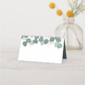 Carte De Placement Mariage Simple Élégant Vert Eucalyptus feuilles (Devant)