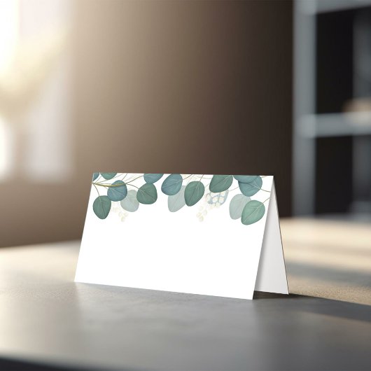 Carte De Placement Mariage Simple Élégant Vert Eucalyptus feuilles