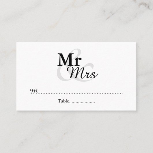 Carte De Placement Mariage simple et élégant de M&Mme (Devant)