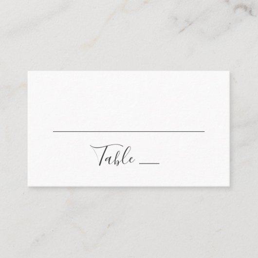 Carte De Placement Mariage simple et moderne. Typographie noir et bla (Devant)