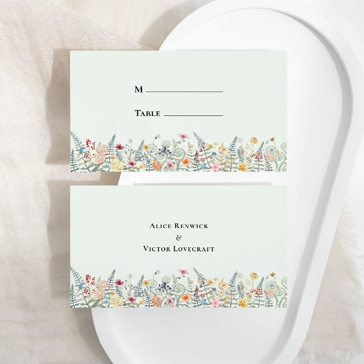 Carte De Placement Mariage Simple Fougère aux Fleurs Sauvages Simples