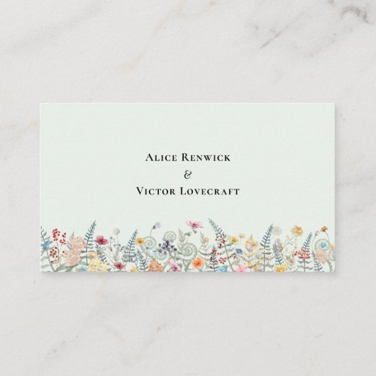 Carte De Placement Mariage Simple Fougère aux Fleurs Sauvages Simples (Dos)