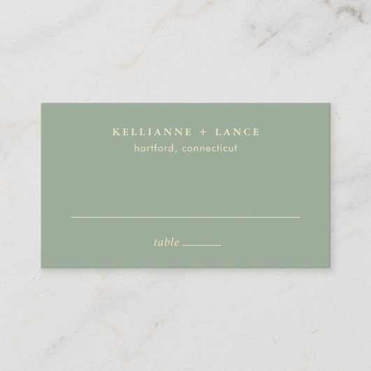 Carte De Placement Mariage Simple Vert Sauge Moderne (Devant)