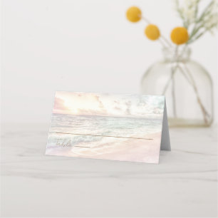 Carte De Placement Mariage sur la plage au coucher du soleil Mariag
