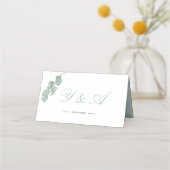 Carte De Placement Mariage Table Green Eucalyptus Marbre Élégant (Dos)