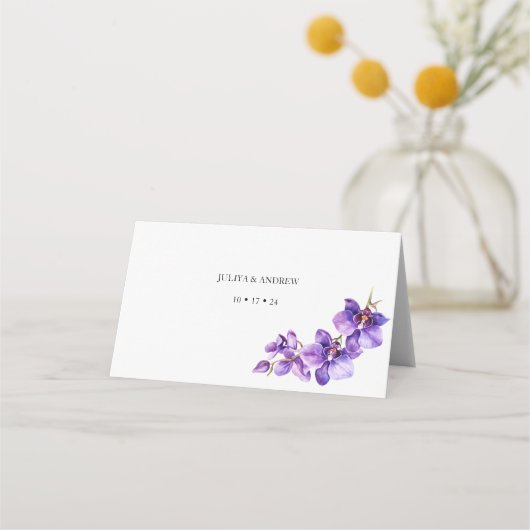Carte De Placement Mariage tendance violet blanc blanc (Dos)