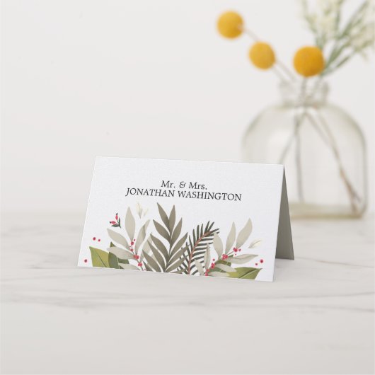 Carte De Placement Mariage Thème Botaniques Assourdis (Devant)