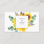 Carte De Placement Mariage Tournesol Jaune Moderne (Dos)