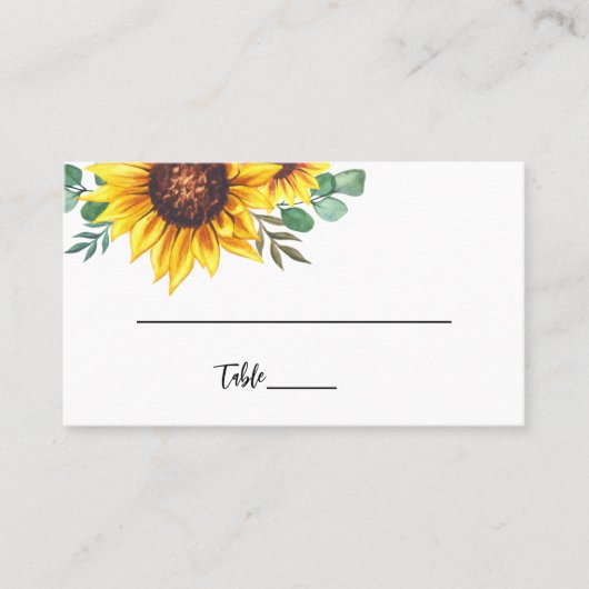 Carte De Placement Mariage Tournesol Jaune Moderne (Devant)