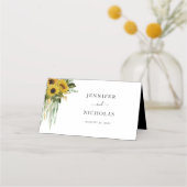 Carte De Placement Mariage Tournesol Noir Et Blanc Moderne (Dos)