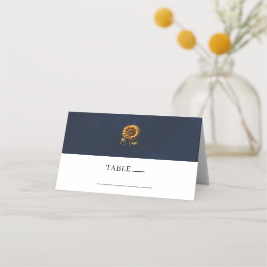 Carte De Placement Mariage Tournesol Rustique Bleu  (Devant)