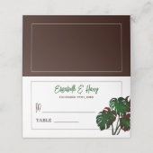 Carte De Placement Mariage tropical de la plage de Monstera (Extérieur déplié)