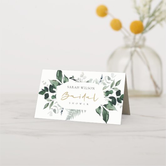 Carte De Placement Mariage tropical moderne avec feuillage vert (Devant)