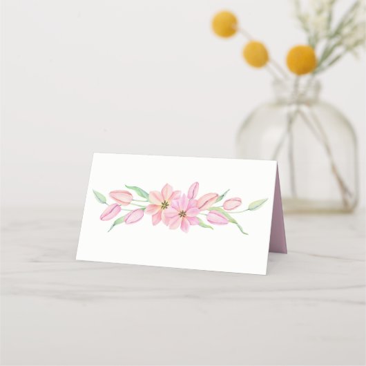 Carte De Placement Mariage Tulipes d'aquarelle rose (Devant)