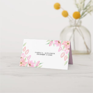 Carte De Placement Mariage Tulipes d'aquarelle rose