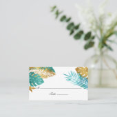 Carte De Placement Mariage turquoise et Gold Tropical (Debout devant)