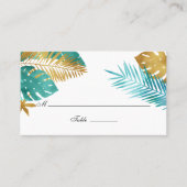 Carte De Placement Mariage turquoise et Gold Tropical (Devant)