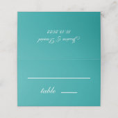 Carte De Placement Mariage turquoise Simple Bleu Blanc Script Calligr (Extérieur déplié)