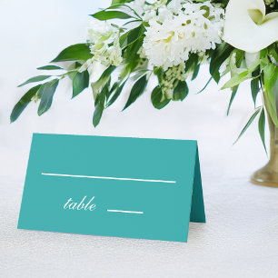 Carte De Placement Mariage turquoise Simple Bleu Blanc Script Calligr