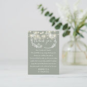 Carte De Placement Mariage vert de Merci d'éclairage à chaînes (Debout devant)