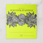 Carte De Placement Mariage vert de rose noir et blanc (Extérieur déplié)