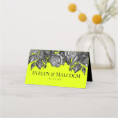 Carte De Placement Mariage vert de rose noir et blanc (Dos)