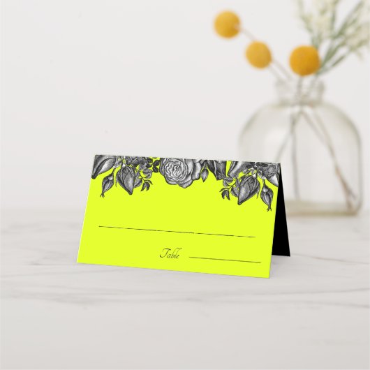 Carte De Placement Mariage vert de rose noir et blanc (Devant)
