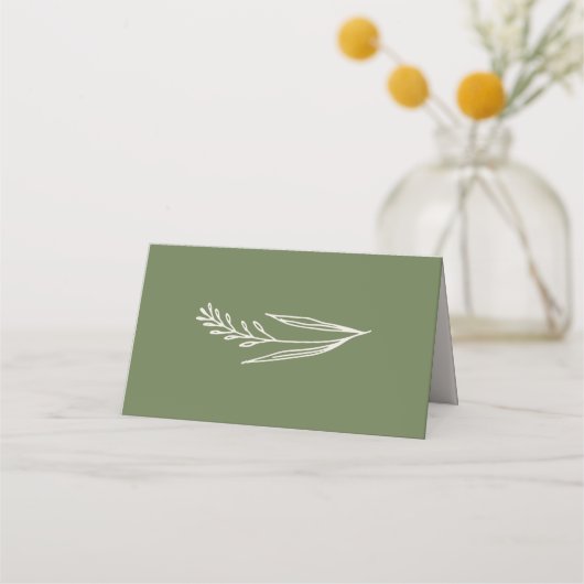 Carte De Placement Mariage vert olive moderne (Dos)