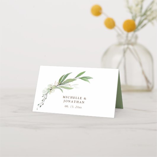 Carte De Placement Mariage vert or simple verdure (Dos)