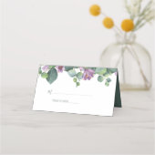 Carte De Placement Mariage vert pourpre Eucalyptus Floral (Devant)