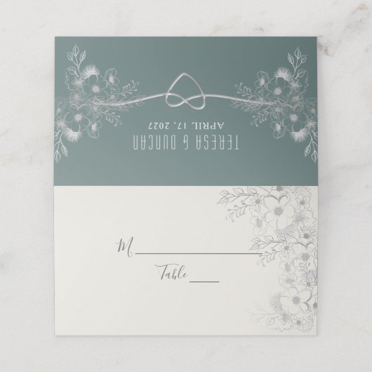 Carte De Placement Mariage vert Sage (Extérieur déplié)