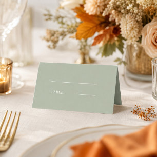 Carte De Placement Mariage vert sauge crème moderne simple