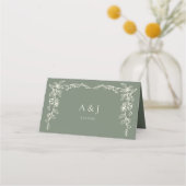 Carte De Placement Mariage Vert Sauge Vintage (Dos)